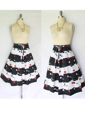 Peter Popovich vintage dress skirt swing pleat the poppy novelty print Lilly S